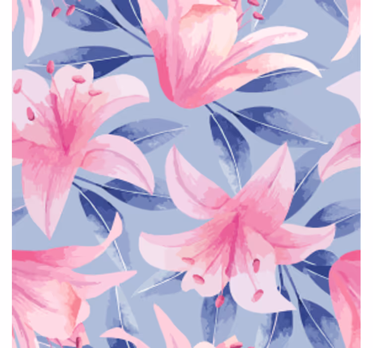 Bases para copos de padrão floral com lírios rosas - TenStickers