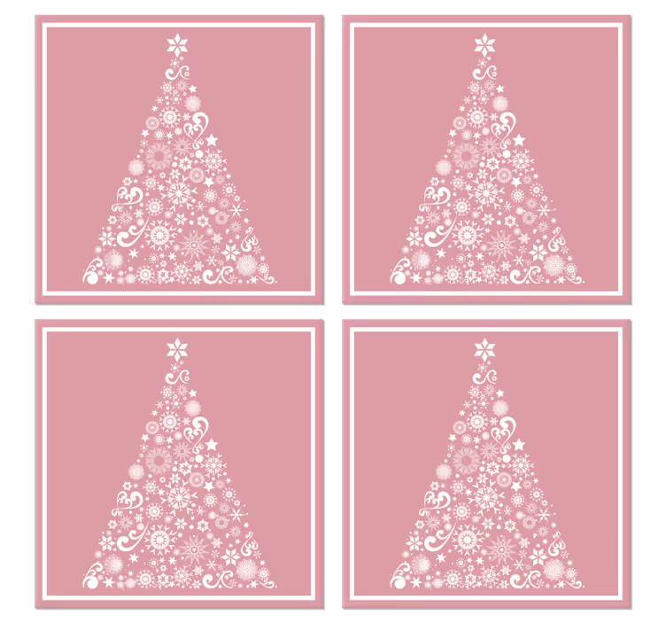 Bases para copos de natal árvore festiva em rosa - TenStickers
