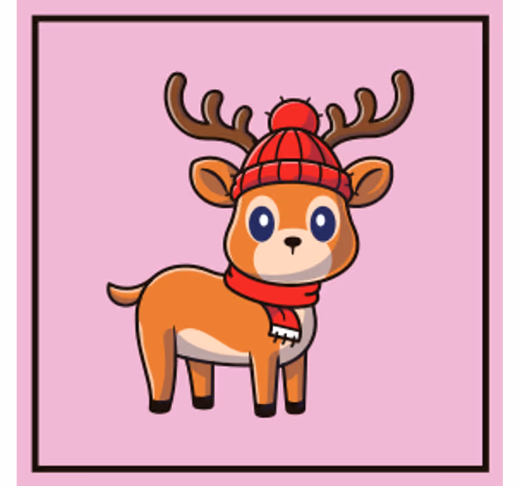 Bases para copos de natal Desenho de rena bebê com nome - TenStickers