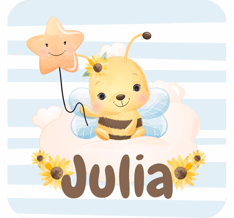 Bases para copos personalizáveis abelha fofa com estrela - TenStickers