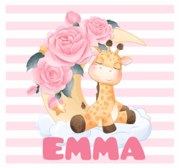 Bases para copos personalizáveis girafa com crescente floral - TenStickers