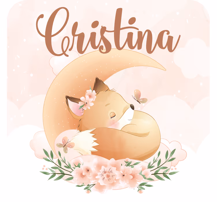 Bases para copos personalizáveis raposa dormindo com flores - TenStickers