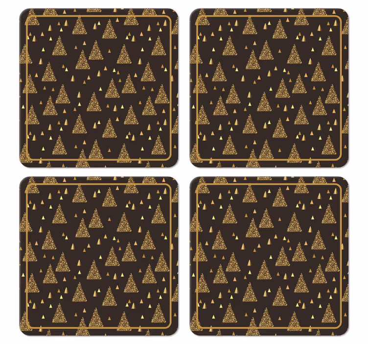 Bases para copos de natal árvores de natal douradas elegantes - TenStickers