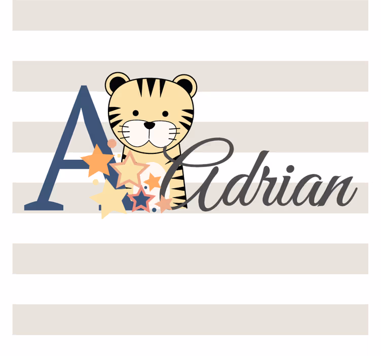 Bases para copos personalizáveis Animais fofos tigre com nome - TenStickers