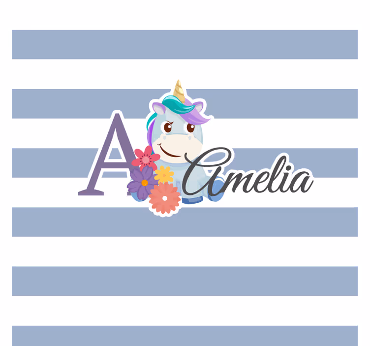 Bases para copos personalizáveis Animais fofos unicórnio com nome - TenStickers