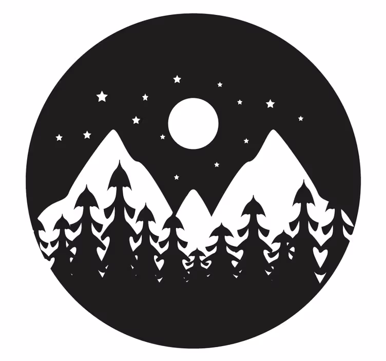 Bases para copos de paisagem noturna na montanha - TenStickers