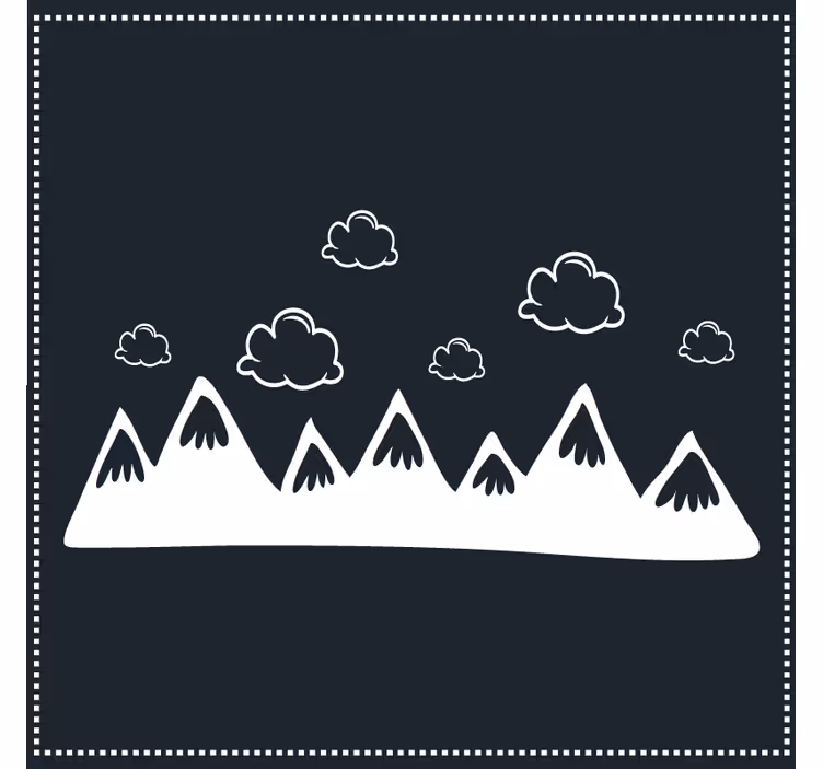 Bases para copos de silhueta de montanha com nuvens - TenStickers