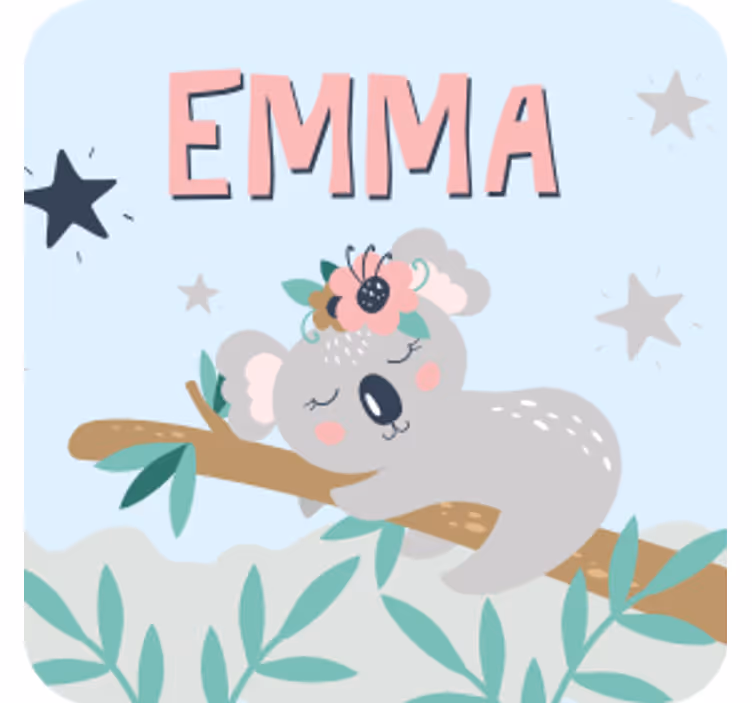 Bases para copos personalizáveis ilustração de koala fofa - TenStickers