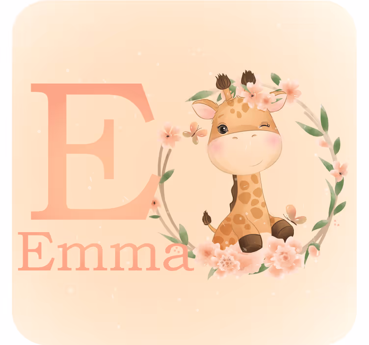 Bases para copos personalizáveis Girafa fofa para menina com nome - TenStickers