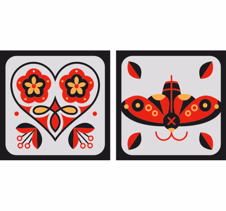 Bases para copos com motivos de coração e borboleta - TenStickers