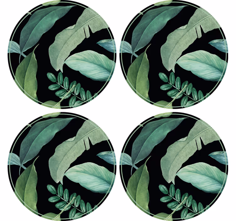 Bases para copos de composição verde folhosa - TenStickers