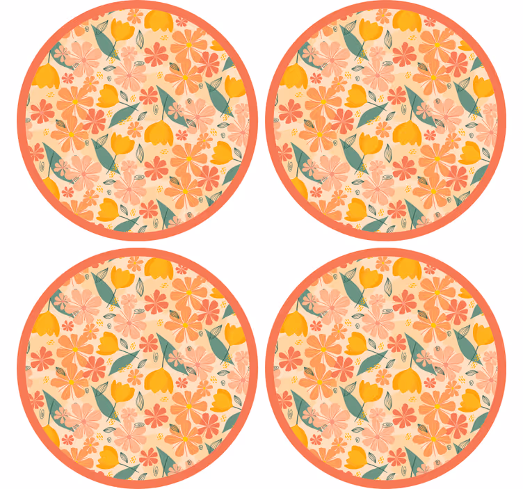 Bases para copos de superfície redonda floral - TenStickers