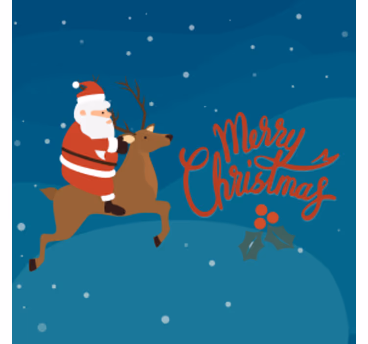 Bases para copos de natal Papai noel com desenho de renas - TenStickers