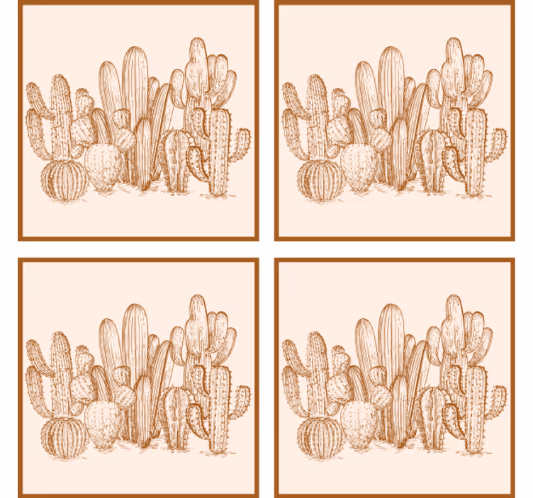 Bases para copos de ilustrações de cactos - TenStickers