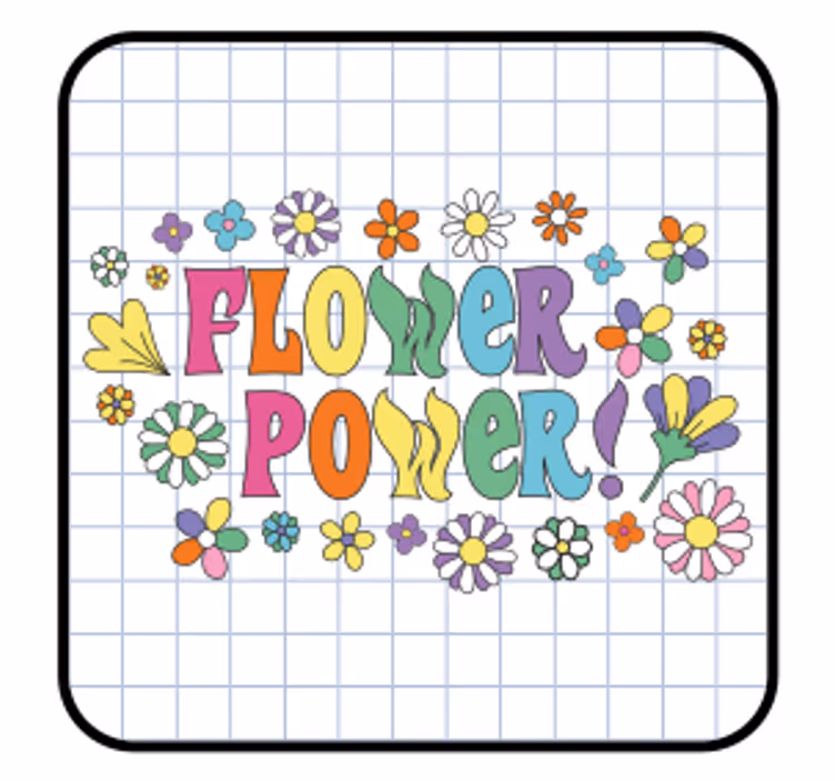 Bases para copos vintage Slogan de flower power com flores - TenStickers