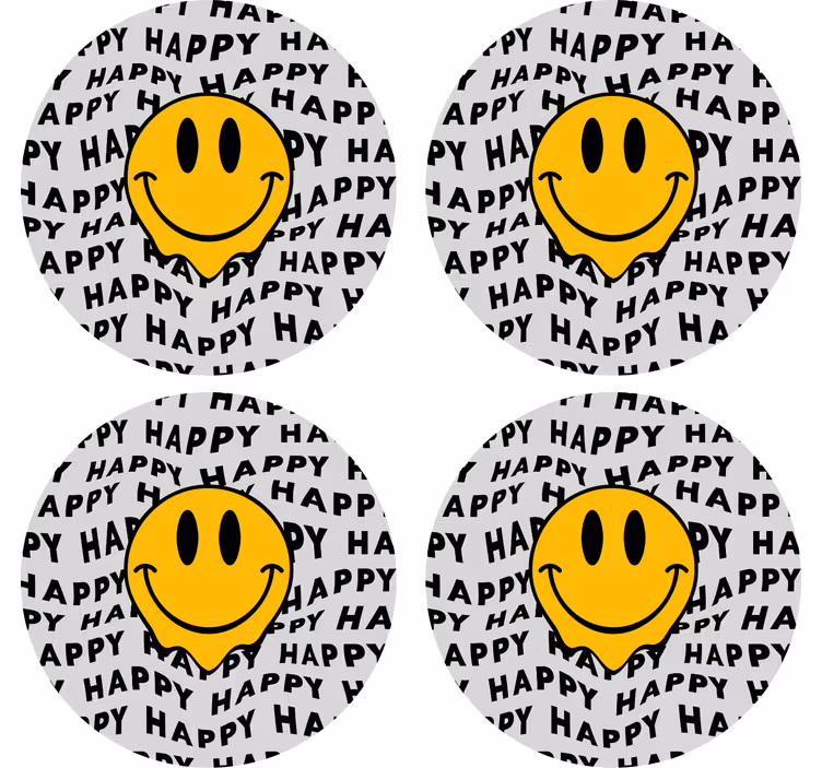 Bases para copos frase rosto sorridente com alegria - TenStickers