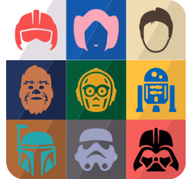 Bases para copos rostos de personagens icônicos - TenStickers