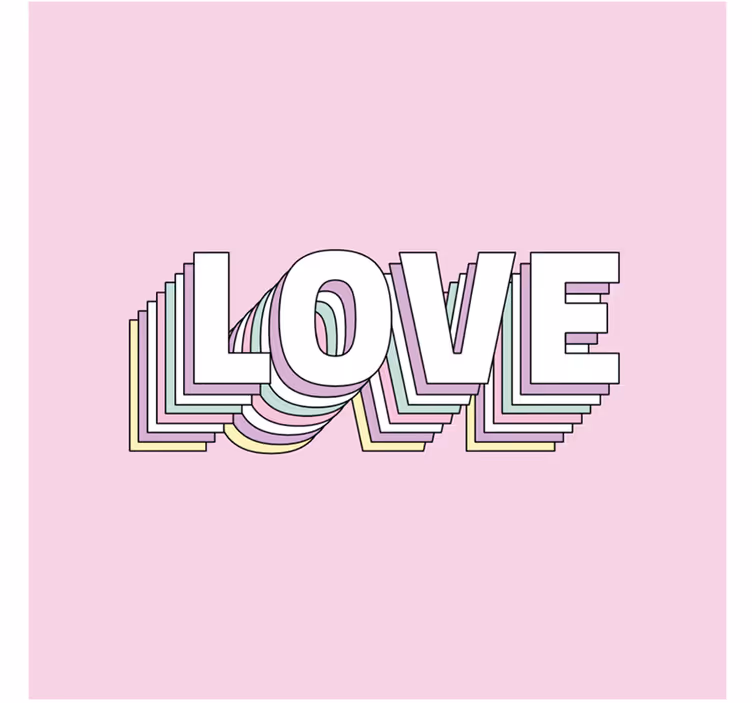 Bases para copos frase tipografia de amor rosa e branco - TenStickers
