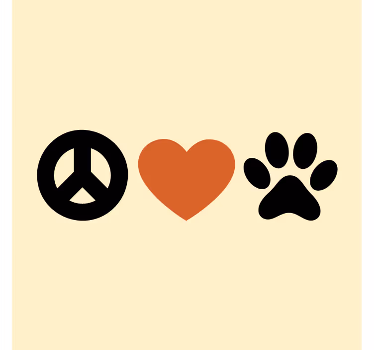 Bases para copos frase paz amor pets - TenStickers