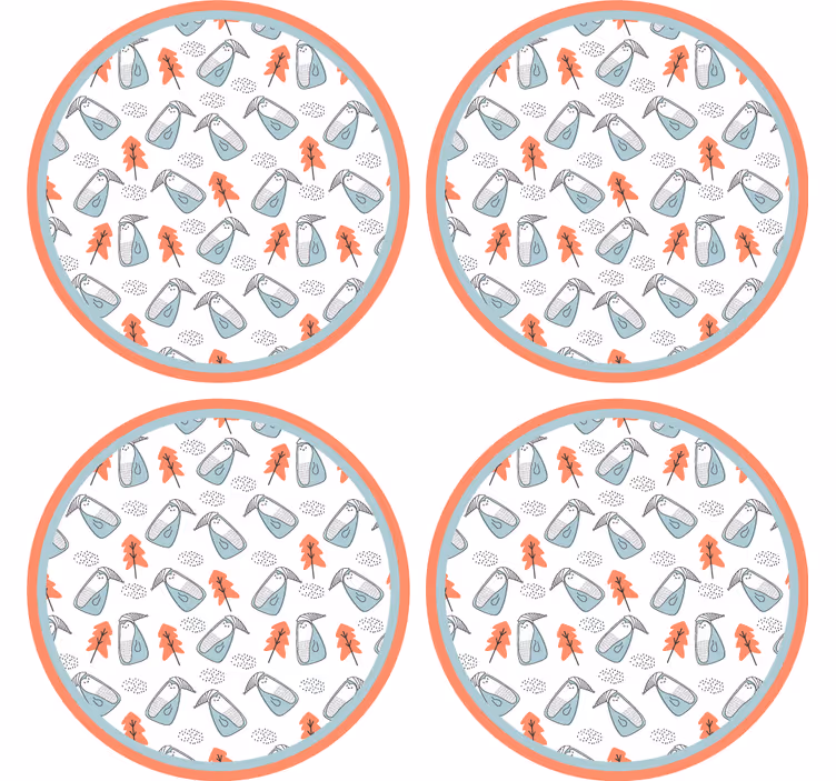 Bases para copos com padrão de folhas divertido - TenStickers