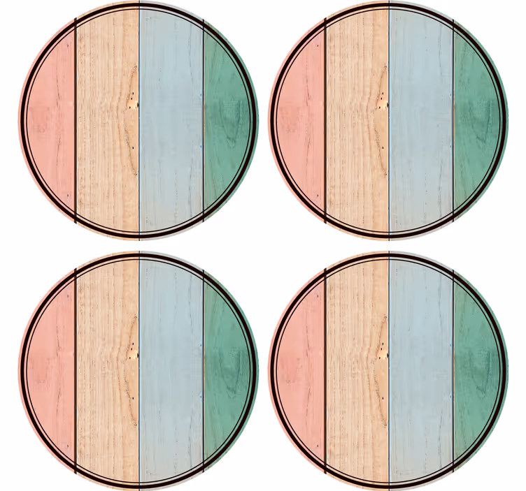 Bases para copos de tábuas de madeira coloridas - TenStickers