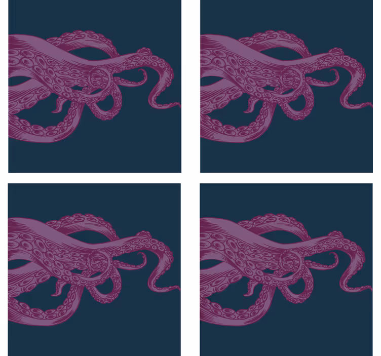 Bases para copos com ilustração intricada de polvo - TenStickers