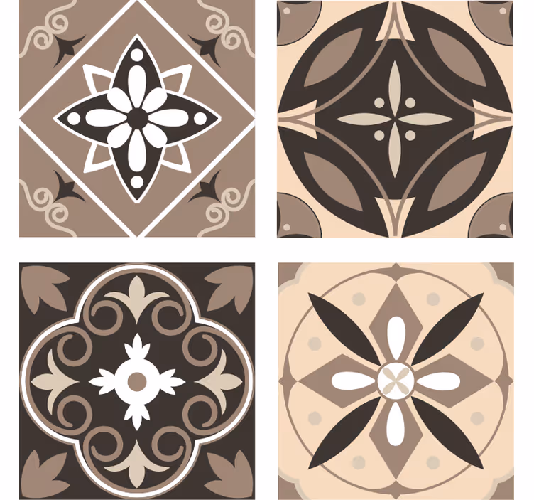 Bases para copos de conjunto de padrões florais geométricos - TenStickers