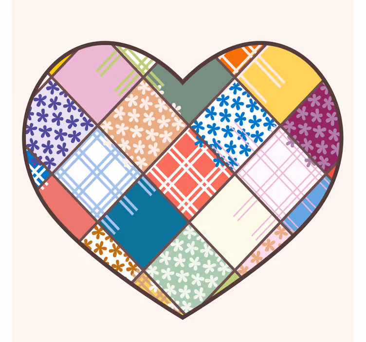 Bases para copos de padrão coração em patchwork - TenStickers