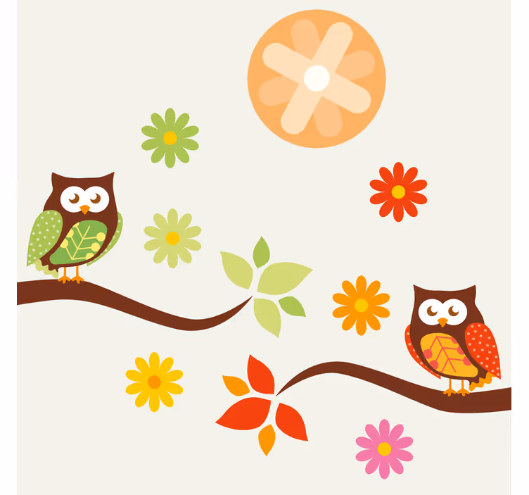 Bases para copos corujas e flores coloridas - TenStickers
