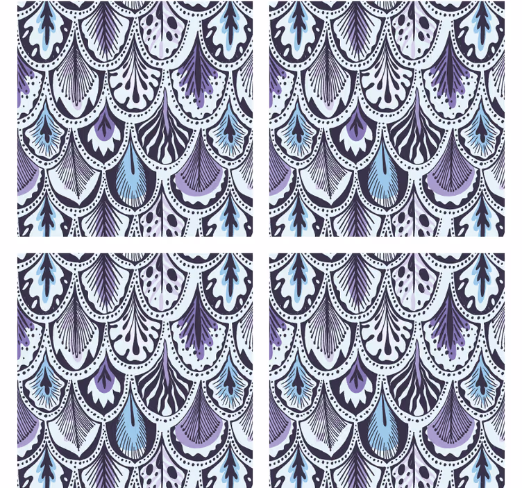 Bases para copos de padrão elegante de folhas - TenStickers