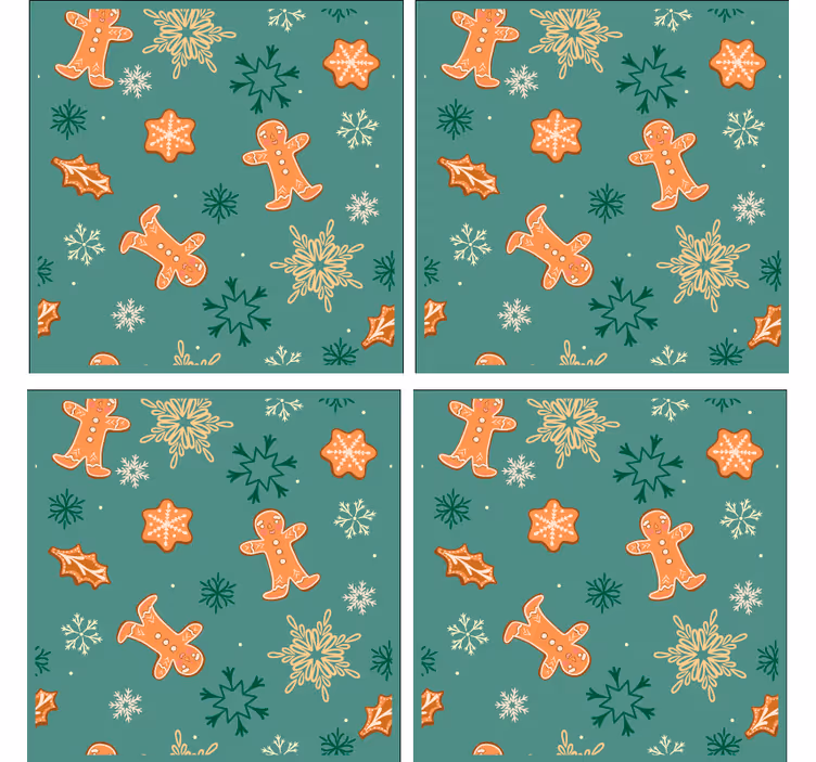 Bases para copos de natal com padrão de biscoito de gengibre - TenStickers