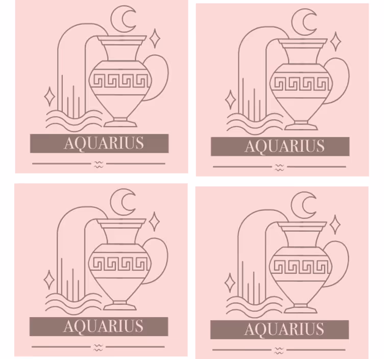 Bases para copos frase símbolo do zodíaco aquário - TenStickers