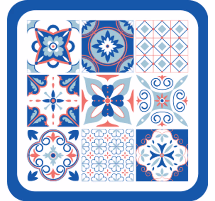 Bases para copos azulejos com motivos geométricos - TenStickers