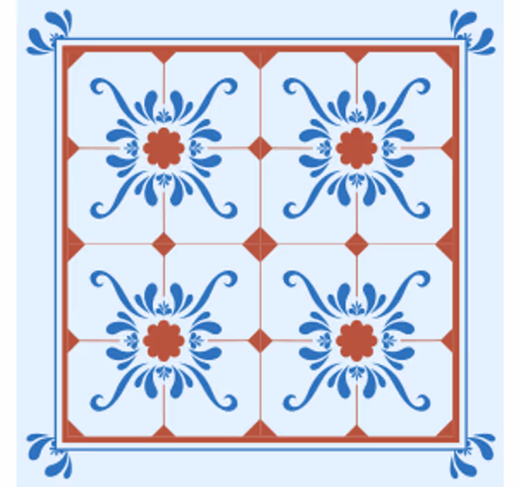 Bases para copos azulejos com padrão floral decorativo - TenStickers