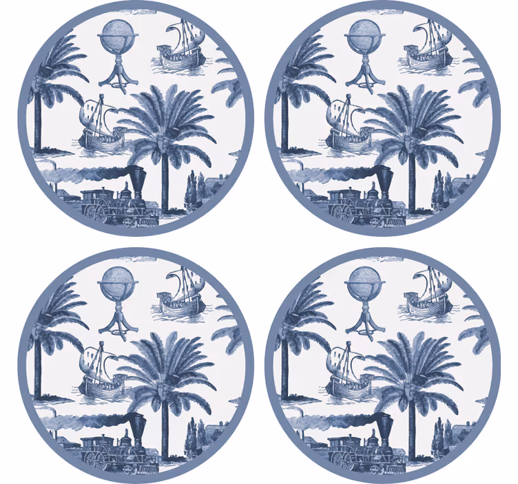 Bases para copos vintage tema clássico de viagem - TenStickers
