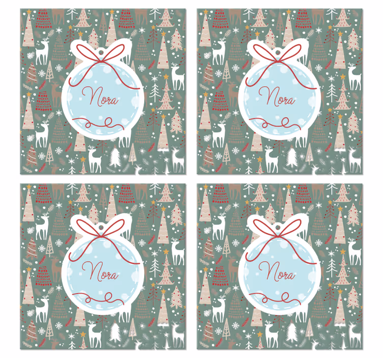 Bases para copos em vinil de natal Padrão de floresta de natal - TenStickers