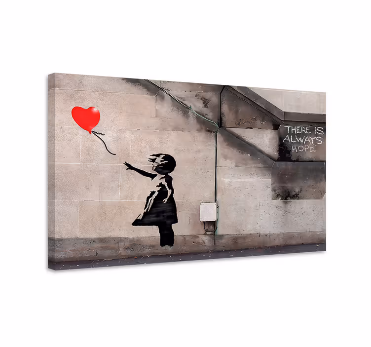 Quadro de arte menina com balão desgovernado - TenStickers