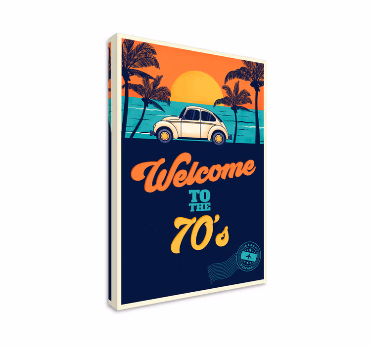 Quadro vintage Bem-vindo ao vertical dos anos 70 - TenStickers
