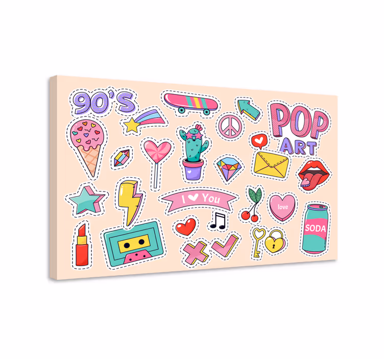 Quadro juvenil Doodle de adesivos vintage - TenStickers
