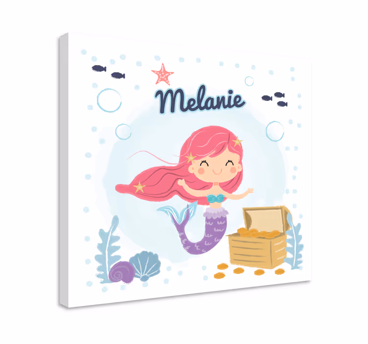 Quadro infantil Bebe de sirena con nombre - TenStickers