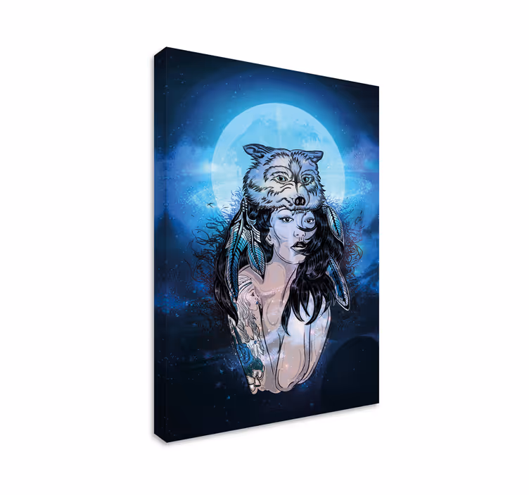 Quadro vintage Mulher lobo lua - TenStickers