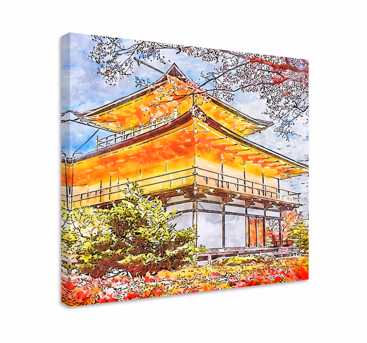Quartos de cidades árvores japonesas florescendo - TenStickers