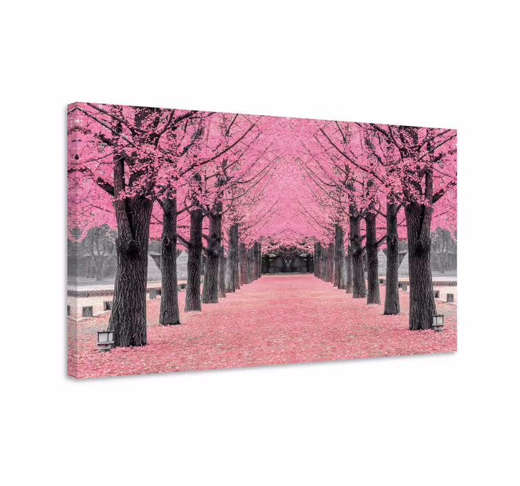 Quadro para corredor Floresta de árvores rosa - TenStickers