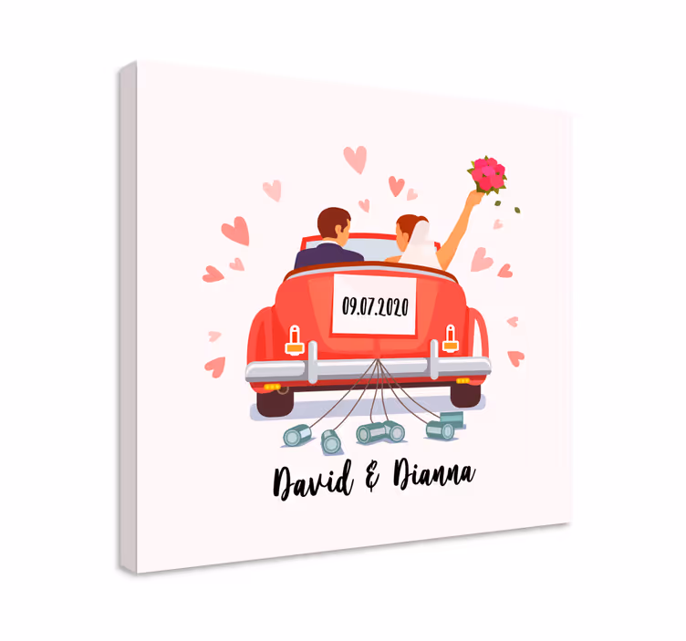 Quadro de casamento Coche boda personalizável - TenStickers