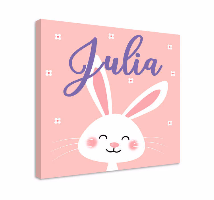 Quadro infantil Fundo rosa com coelho - TenStickers