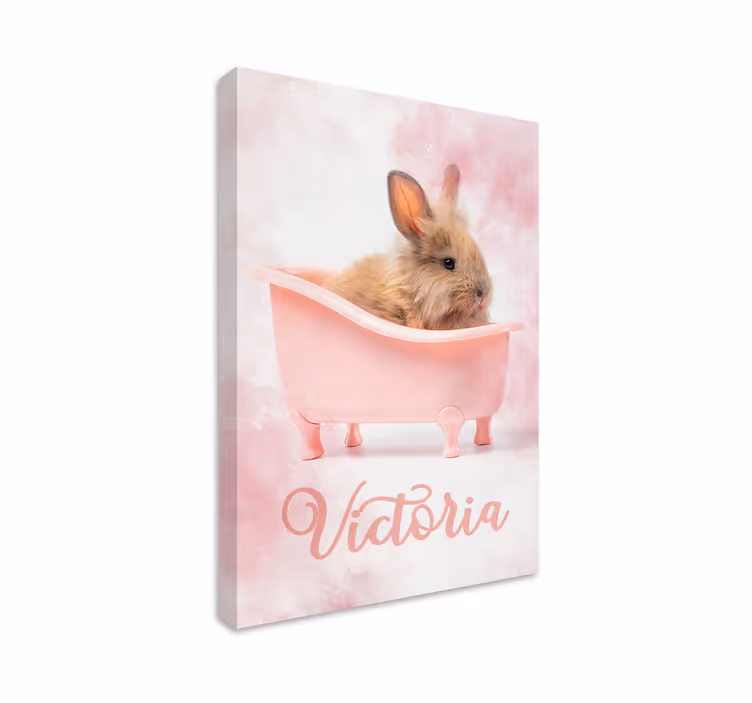 Quadro infantil Tomando banho bebê coelhinho - TenStickers