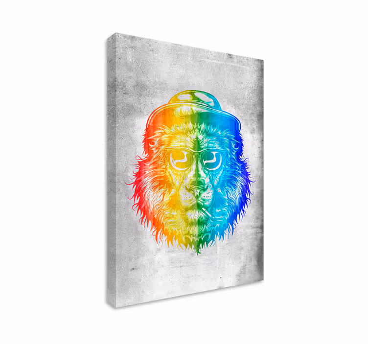 Quadro juvenil Leão com as cores do arco-íris - TenStickers