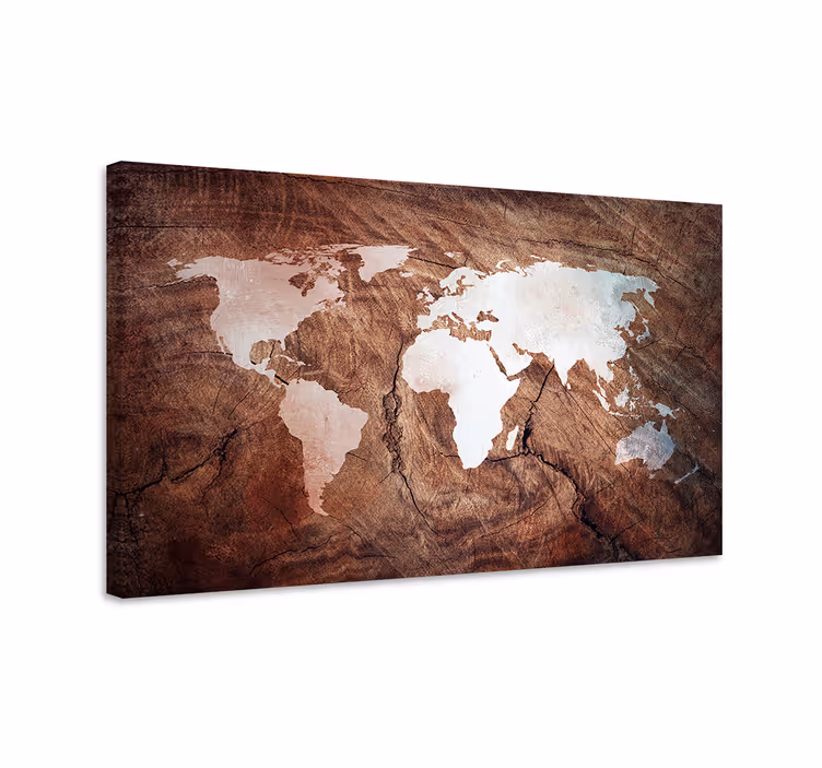 Quadro mapa mundi Efeito de madeira - TenStickers