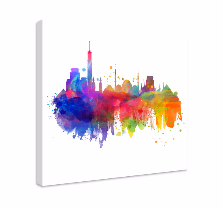 Quartos de cidades com horizonte urbano colorido - TenStickers