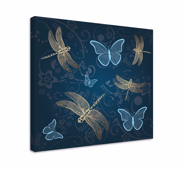Quadro de libélulas Borboletas em azul com - TenStickers